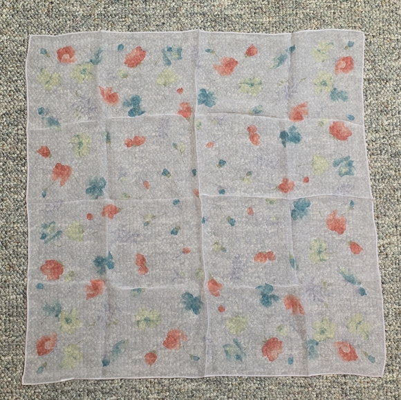 Anthropologie Lavender Floral Silk Neck Scarf - Picture 2 of 3